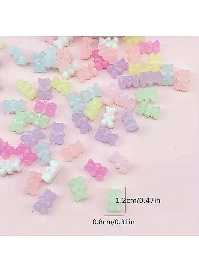 60PCS Random Mix Acrylic Bear Beads Mini Animal Ornaments For DIY Jewelry Making - Image 3